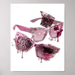 Poster Lunettes de soleil en verre brisé argenté Cool Des