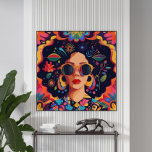 Poster Lunettes de soleil et Sass<br><div class="desc">Faites honneur à votre style unique et célébrez la diversité avec ce design extraordinaire. C'est fait pour des femmes fortes et indépendantes qui aiment s'exprimer. Le design montre une femme confiante dans des couleurs audacieuses et des motifs cool, rocking élégants lunettes de soleil et boucles d'oreille. Fleurs vives et art...</div>