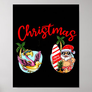 Poster Lunettes de soleil Noël en juillet santa flamant r