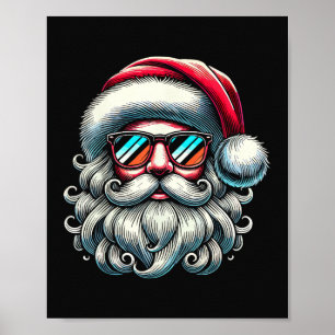 Poster Lunettes de soleil rétro visage du Père Noël Noël