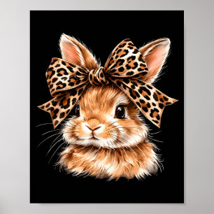 Poster lunettes de visage de lapin drôle bandana léopard