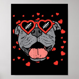 Poster Lunettes de visage Pitbull Valentines Jour Animaux