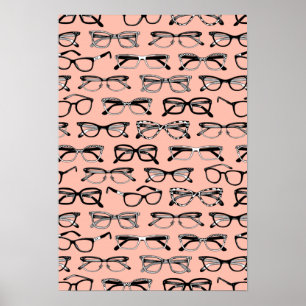 Poster Lunettes de vue rose pâle, Lunettes de vue, Vêteme