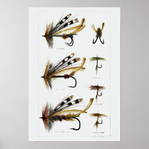 Poster Lures de pêche vintage à la mouche