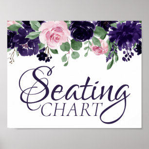 Poster Lush Blossoms Purple and Pink Seating Chart Sign