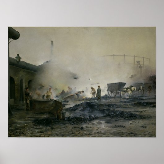 Poster L'usine de gaz de Courcelles, 1884 (Devant)