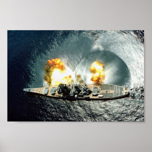 Poster L'USS Iowa tirant une bordée complète