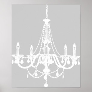 Poster Lustre blanc et gris chic