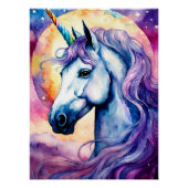 Poster lustré Cosmic Purple Unicorn (Devant)