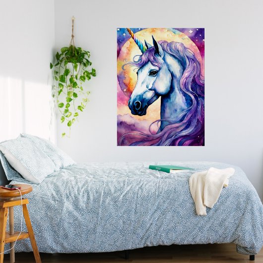 Poster lustré Cosmic Purple Unicorn