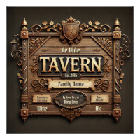 Poster lustré de la taverne médiévale personnalisa