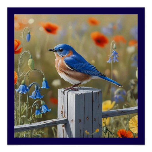 Poster lustré Little Blue Bird (Devant)