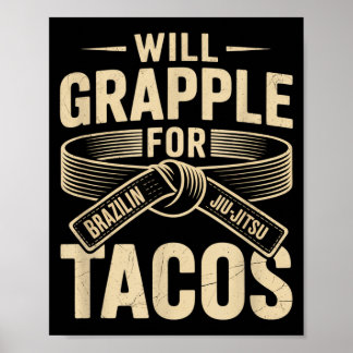 Poster Lutera pour des tacos citation drôle BJJ Jiu Jitsu