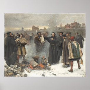Poster Luther brûle Taureau papal