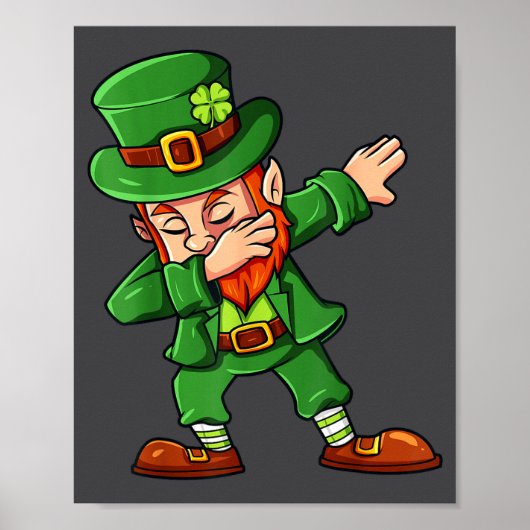 Poster Lutin de la Saint-Patrick qui fait le dab Garçons (Devant)