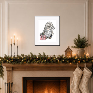 Poster Lutin de Noël avec Cadeau
