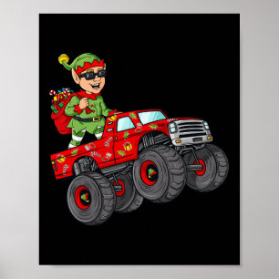 Poster Lutin de Noël conduisant un camion monstre garçons