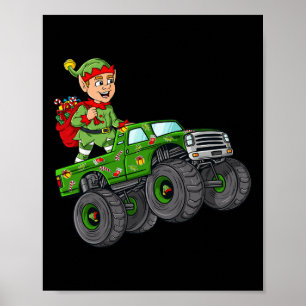 Poster Lutin de Noël conduisant un camion monstre garçons