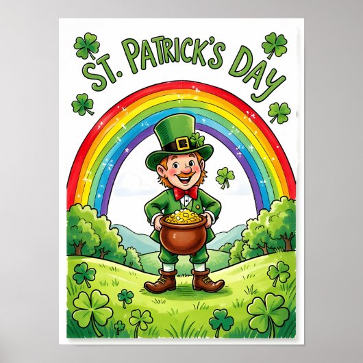 Poster Lutin Gnome Saint-Patrick Fête du Trèfle (Devant)