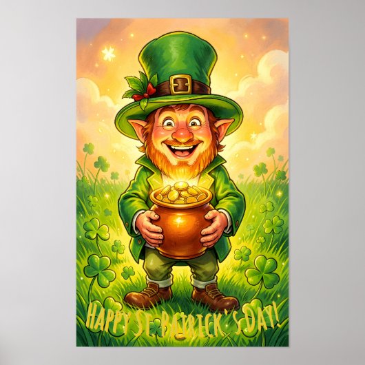 Poster Lutin personnalisé Gnome Joyeuse St. Patrick (Devant)