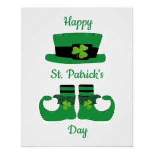 Poster Lutin Saint-Patrick jour Vert Noir