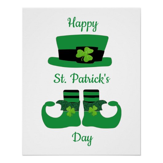Poster Lutin Saint-Patrick jour Vert Noir (Devant)
