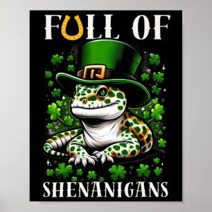 Poster Lutin Trèfle Feuille Geckos Léopard St Patrick