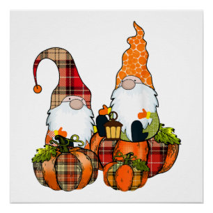 Poster Lutins de citrouille automne Halloween mignon