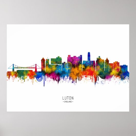 Poster Luton England Skyline (Devant)