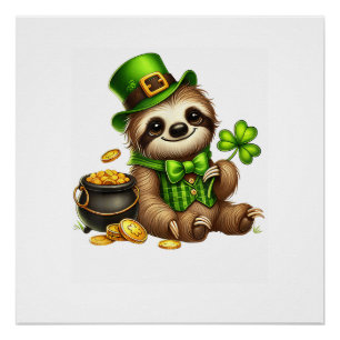 Poster Lutrin de lutin mignon Saint-Patrick garçons fille