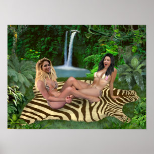 POSTER LUTTE À BASE DE CHATOUILLES ENTRE NANAS