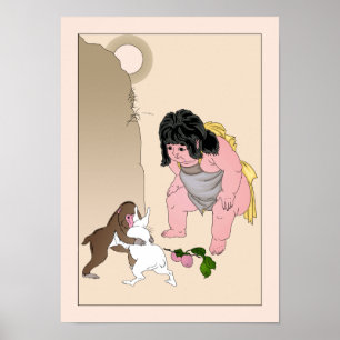 Poster Lutte contre le lièvre et le singe par Yoshitoshi