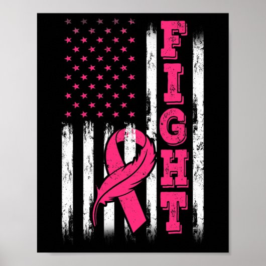 Poster Lutte contre le ruban rose Drapeau Sensibilisation (Devant)
