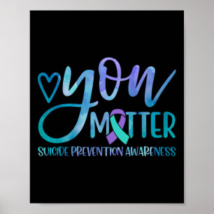 Poster Lutte Contre Le Suicide Ribbo Turquoise Et Violet