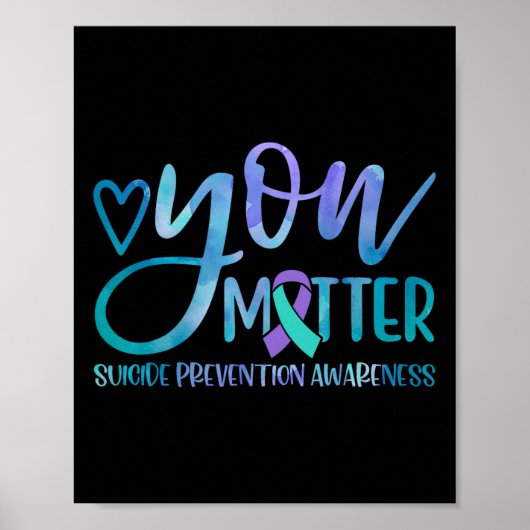 Poster Lutte Contre Le Suicide Ribbo Turquoise Et Violet (Devant)