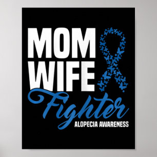 Poster Lutte de la femme Bleu Ruban Alopécie Sensibilisat