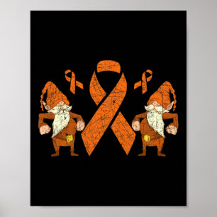 Poster Lutte Gnome Orange Ribbon Leukemia Sensibilisation