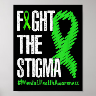 Poster Lutter contre la Stigma Green Ribbon Mental Health