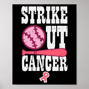 Poster Lutter contre le cancer Baseball Sensibilisation a