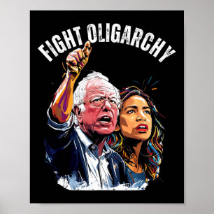 Poster Lutter Contre L'Oligarchie Bernie Sanders Et Aoc N