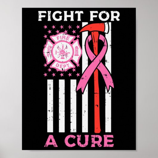 Poster Lutter Pour Un Pompier En Cure US Drapeau Cancer D (Devant)