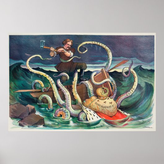 Poster Luttes d'une illustration Vintage slave (Devant)