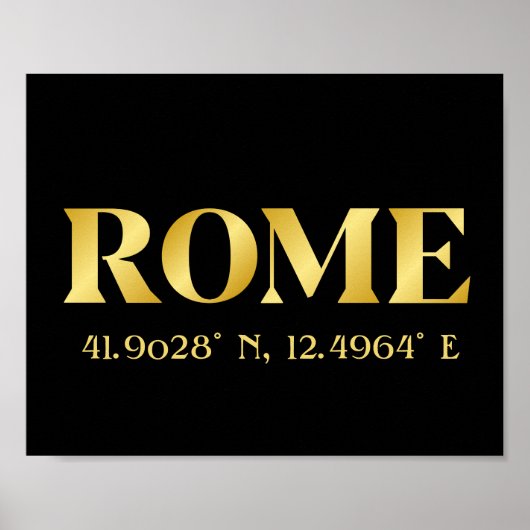 Poster Lux Gold Rome Latitude & Longitude (Devant)