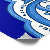 Poster Luxe blanc-bleu, ornement turc. (Coin)