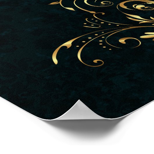 Poster Luxe Damask or Frame monogramme (Coin)