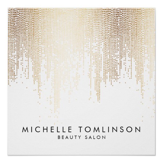 Poster Luxe Faux Gold Confetti Rain Salon de Beauté (Devant)
