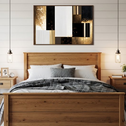 Poster Luxe Géométrique Or et Noir