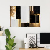 Poster Luxe Géométrique Or et Noir (Bureau à domicile)