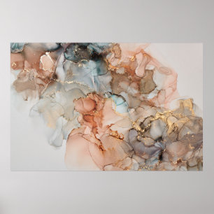 Poster Luxe naturel peinture abstraite d'art fluide en al