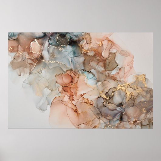 Poster Luxe naturel peinture abstraite d'art fluide en al (Devant)